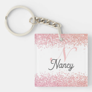 Rose Gold Metal Parties scintillant Nom du monogra