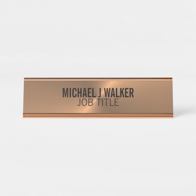Rose Gold Metalleffekt, Beruflich Schreibtischnamensplakette (Vorderseite )