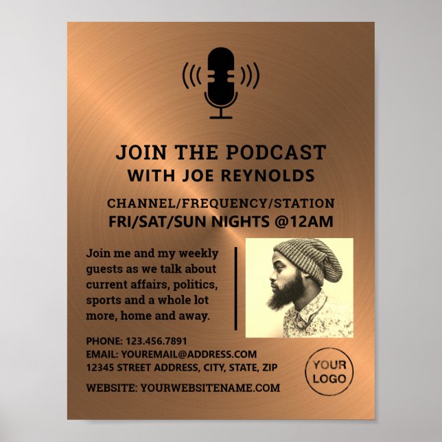 Rose Gold Metalleffekt, Podcaster, Podcast Poster (Vorne)