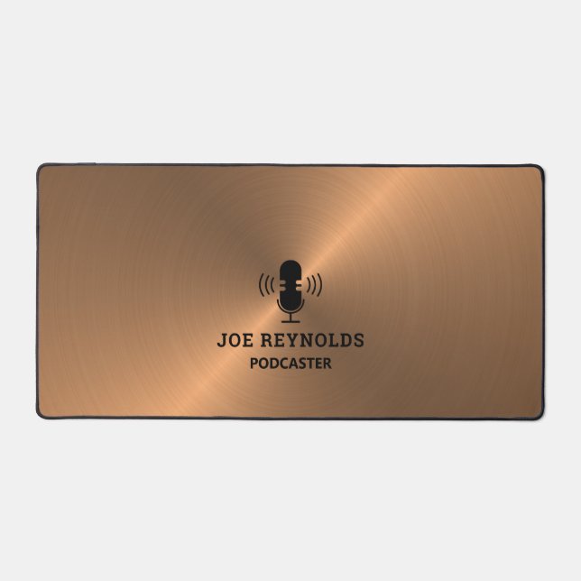 Rose Gold Metalleffekt, Podcaster, Podcast Schreibtischunterlage (Vorderseite)