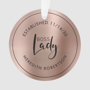 Rose Gold Metallic Boss Lady Datum Ornament