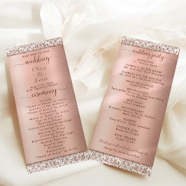 Rose Gold Metallic Damask Glam Wedding Programm