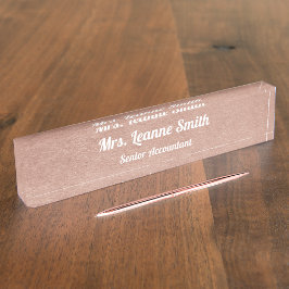 Rose Gold Metallic Foil Weißer Schriftart Namensplakette