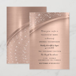Rose Gold Metallic Glitzer Bridal Sweet 16. Einladung
