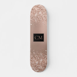 Rose Gold Metallic Glitzer Monogramm Skateboard