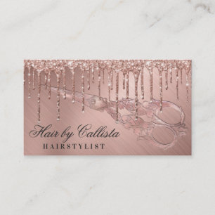 Rose Gold Metallic Glitzer Tropfen Haarschere Visitenkarte