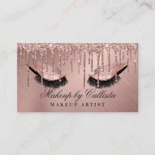 Rose Gold Metallic Glitzer Tropfen Makeup Lashes Visitenkarte