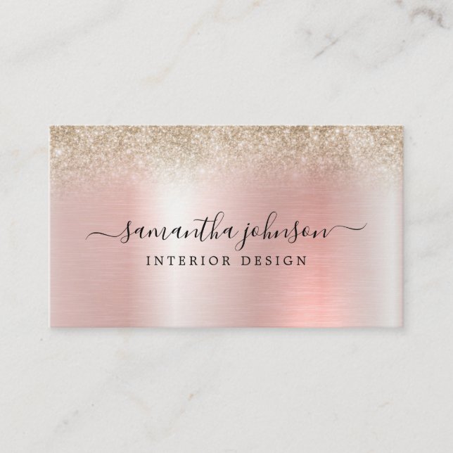 Rose Gold Metallic Gold Glitzer Moderne Elegant Visitenkarte (Vorderseite)