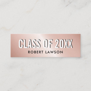 Rose Gold Metallic Luxe Class Abschluss Name Card Mini Visitenkarte