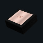 Rose Gold Metallic Texturdesign Monogram Erinnerungskiste<br><div class="desc">Eleganter,  glänzender Rose goldener metallischer Textur Hintergrundbild Druck,  modernes Design mit einem maßgeschneiderten Monogramm.</div>