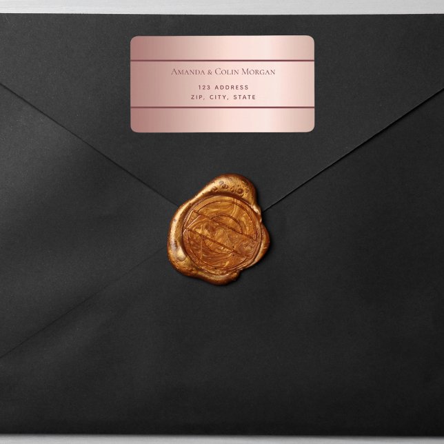 Rose Gold Metallische moderne minimalistische Hoch Adressaufkleber (Von Creator hochgeladen)