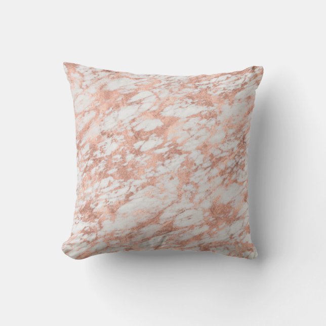 Rose Gold Metallischer Marmorstein Felsstein Grani Kissen (Vorderseite)