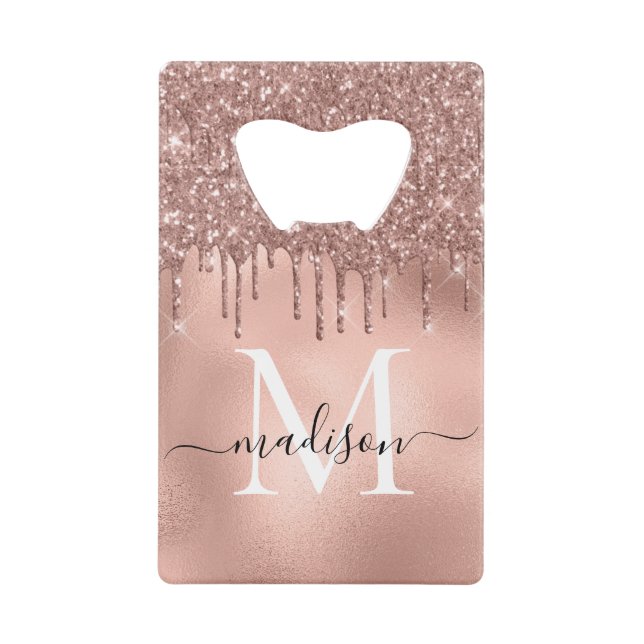 Rose Gold Métallisé Glitter Gouttes Roses (Devant)