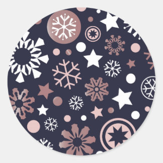 Rose Gold Metallschneeflocken, Wintersaison Runder Aufkleber