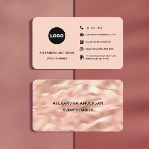 Rose Gold Metallwellen Firmenlogo Visitenkarte