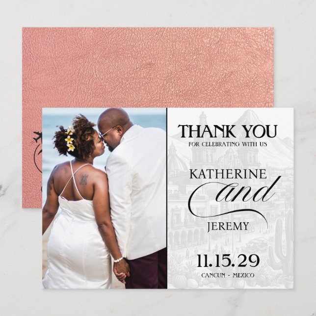 Rose Gold Mexico Passport Dankeskarte (Vorne/Hinten)