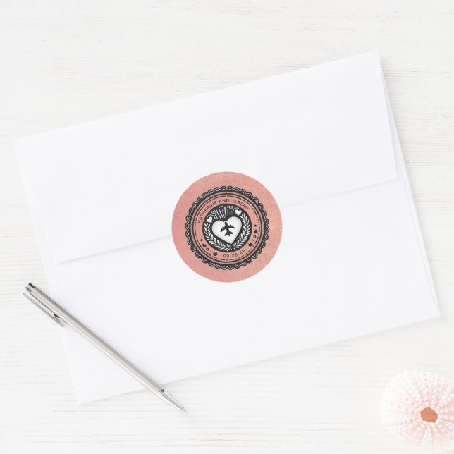 Rose Gold Mexico Passport Runder Aufkleber (Umschlag)