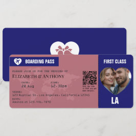 Rose Gold & Midnight Blue Boarding Pass Wedding Einladung