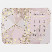 Rose Gold Milestone Girl Baby Blanket