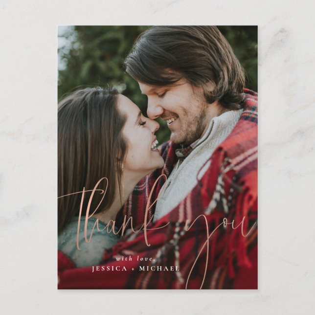 Rose Gold Minimal Typografie Danke Karten (Vorderseite)