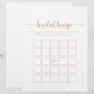 Rose Gold Minimalistisch Calligraphy Bridal Bingo 