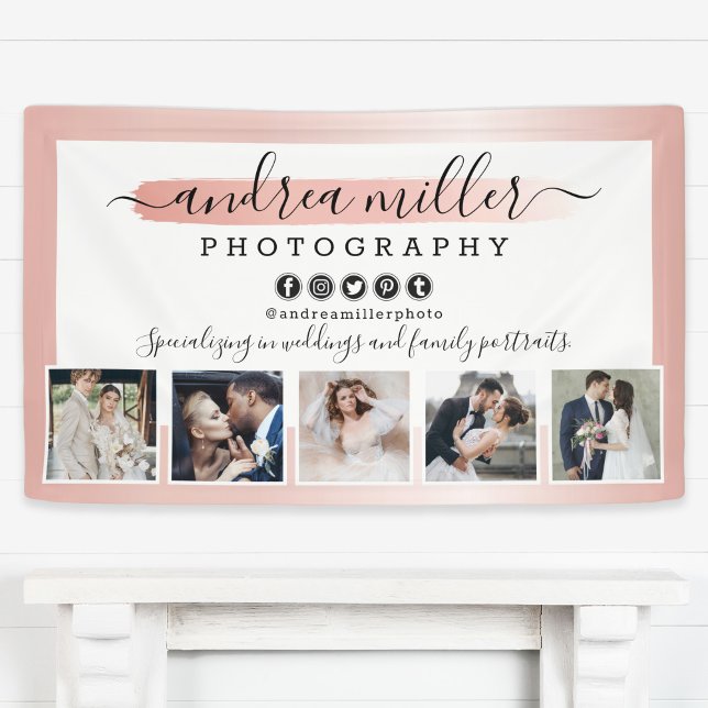 Rose Gold Minimalistisch Fotograf Marketing Fotos Banner (Von Creator hochgeladen)