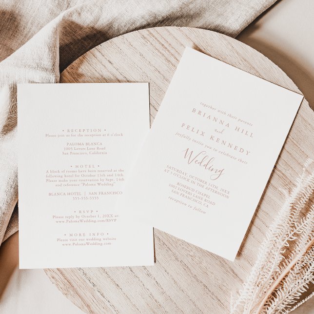 Rose Gold Minimalistisch Front & Back Wedding Einladung (Von Creator hochgeladen)
