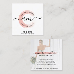 Rose Gold Minimalistisch Paint Swash Logo Custom F Quadratische Visitenkarte
