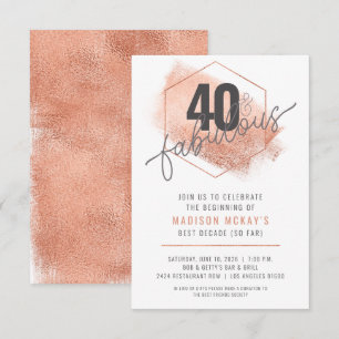 Rose Gold Minimalistische 40. Geburtstag Einladung