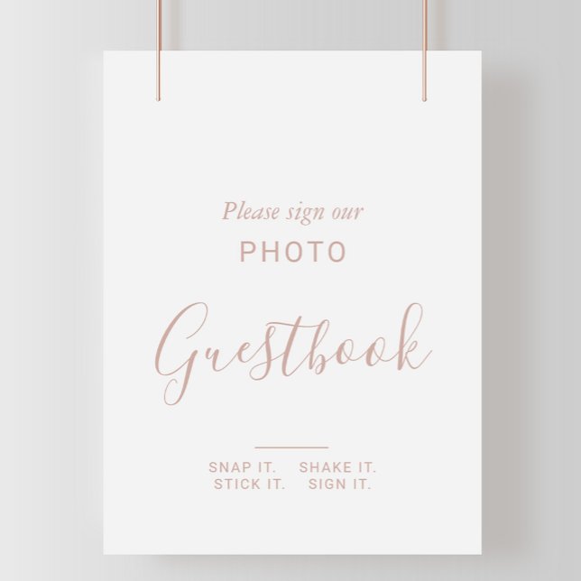 Rose Gold Minimalistische Hochzeit Foto Gästebuchs Poster (Von Creator hochgeladen)