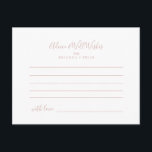 Rose Gold Minimalistische Hochzeitsberatungskarte Postkarte<br><div class="desc">Diese Rose Gold minimalistische Hochzeitsratenkarte ist ideal für eine moderne Hochzeit. Das Design zeichnet sich durch einen schönen Schriftart in Rose Gold. Diese Karten sind ideal für Hochzeiten,  Brautparty,  Babydusche,  Graduiertenfest u.v.m. Personalisieren Sie die Karten mit den Namen der Braut und Bräutigam,  den Eltern,  die Sie werden oder Absolvent.</div>