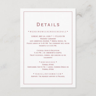 Rose Gold Minimalistische Hochzeitskarte Begleitkarte