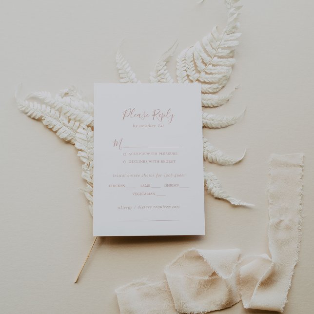Rose Gold Minimalistische Hochzeitsmenü UAWG RSVP Karte (Von Creator hochgeladen)