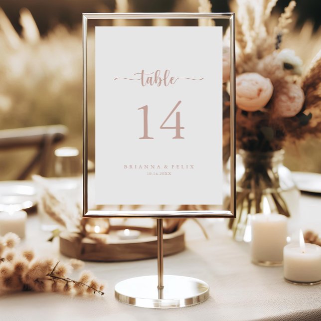Rose Gold Minimalistische Kalligrafie Hochzeit Tischnummer (Von Creator hochgeladen)