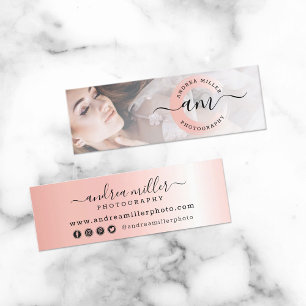 Rose Gold Minimalistische Lack-Schwung Custom Logo Mini Visitenkarte