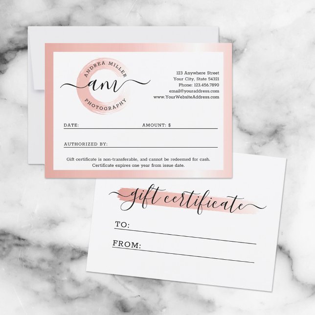 Rose Gold Minimalistische Logo-Geschenkkarte Einladung (Von Creator hochgeladen)