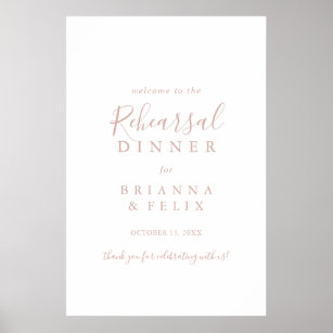 Rose Gold Minimalistische Probe Abendessen Begrüßu Poster