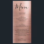 Rose Gold Minimalistische Typografie Hochzeitmenü  Menükarte<br><div class="desc">Dieses bunte Metal-Look Rose Gold-Menü ist perfekt für die formale Hochzeit Ihrer Träume. Passen Sie dieses Hochzeitsmenü mit Ihren eigenen Hochzeitsdetails und Speisen an.</div>
