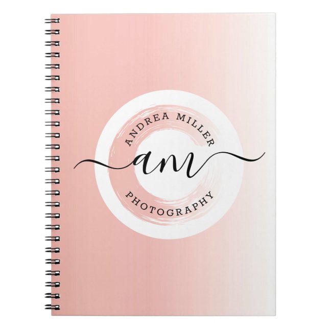 Rose Gold Minimalistisches Personalisiertes Logo E Notizblock (Vorderseite)