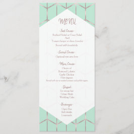Rose Gold Mint Green Chic Geometric Wedding Menu Menükarte