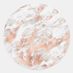 Rose Gold mit Marmor, Blank Template DIY Text & Ar Runder Aufkleber
