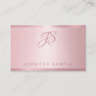 Rose Gold Mit Monogramm, moderne einfache Vorlage Visitenkarte
