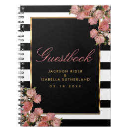 Rose Gold mit schwarzen und weißen Streifen - Gäst Notizblock