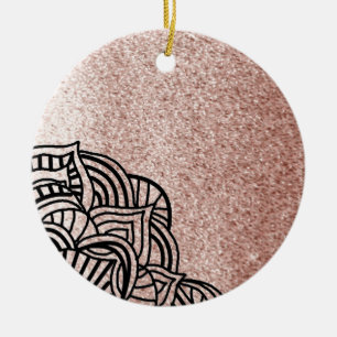 Rose Gold mit schwarzer Medaille Keramikornament