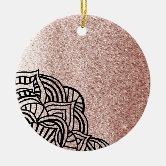 Rose Gold mit schwarzer Medaille Keramikornament (Vorne)