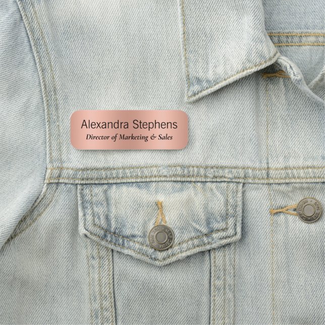 Rose Gold Mitarbeitername Tag Namensschild (Beispiel)