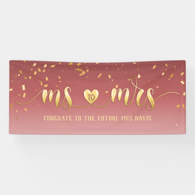 Rose Gold Mme à Mme Fête des mariées Bannière (Horizontal)