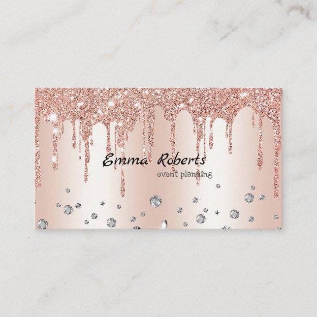 Rose Gold Modern Event Planning Carte de visite (Devant)