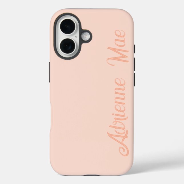 Rose Gold Modern Script Monogram Name iPhone 16 Hülle (Rückseite)