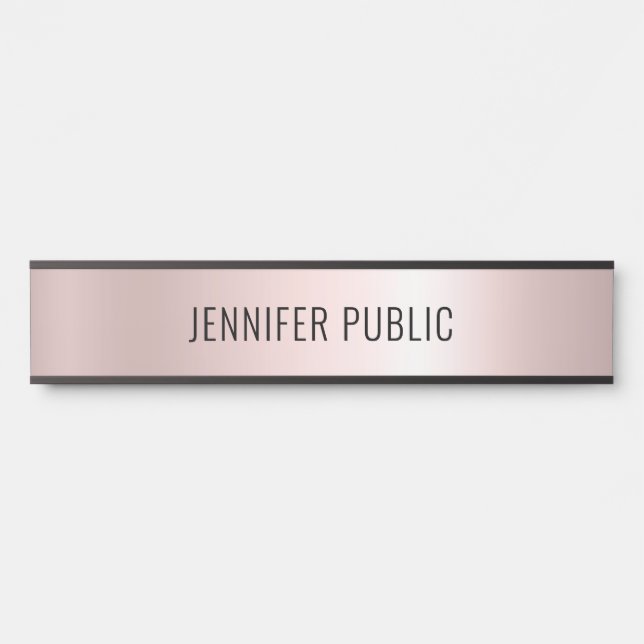 Rose Gold Modern Simple Template Home Long Türschild (Vorderseite )